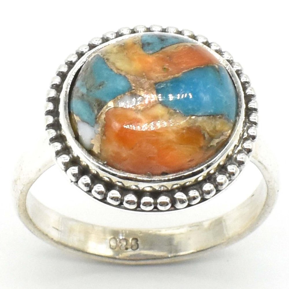 925 Sterling Silver Oyster Turquoise Ring, Size 7.25